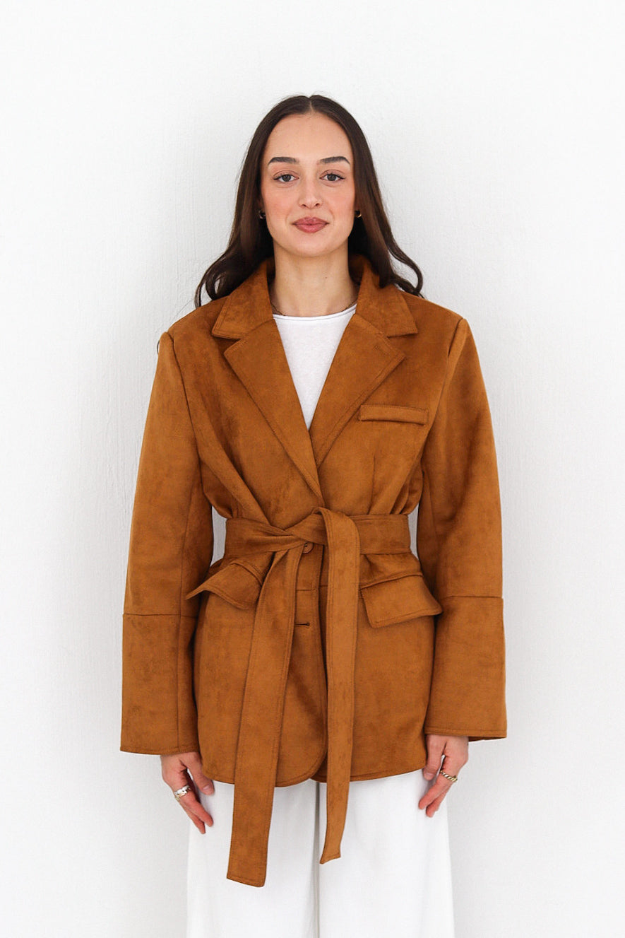 Soft Coat | Suede Belted Coat