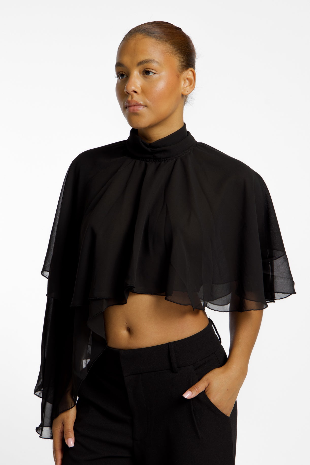 Schleiertop I Schwarzes, transparentes Layering-Top