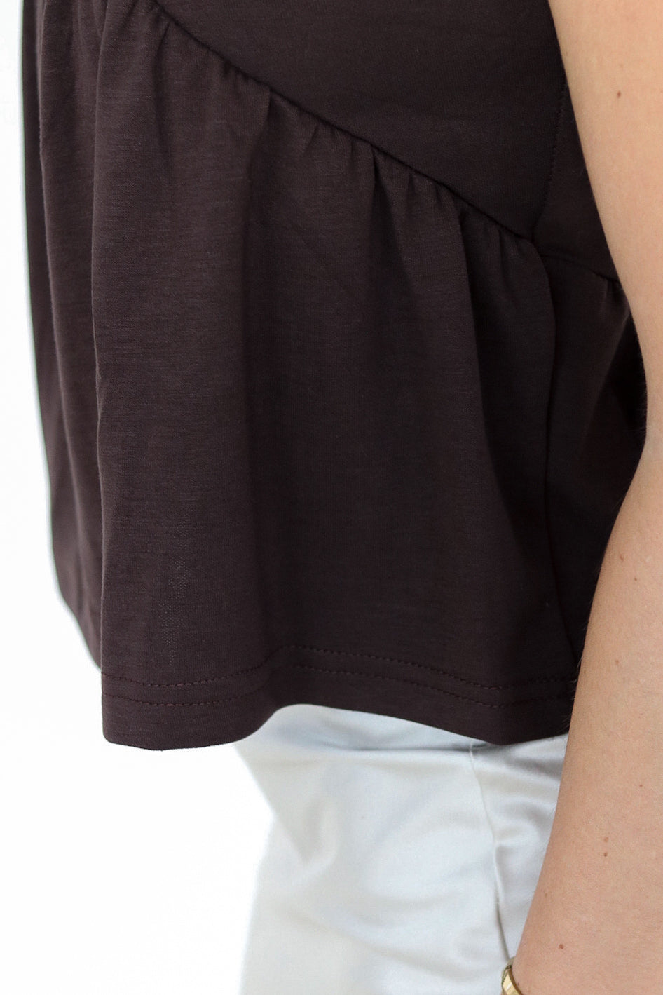 Cocoa Powder Top | Minimal V‑Neck Top